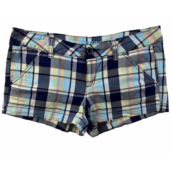 Arizona Womens Plaid Shorts Juniors Sz 7 Low-Rise Y2K Preppy Sassy Academia - Picture 1 of 8